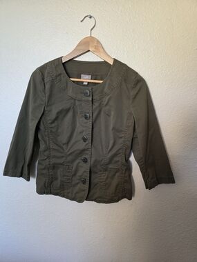 J. Jill Olive Green Button-Front Utility Jacket